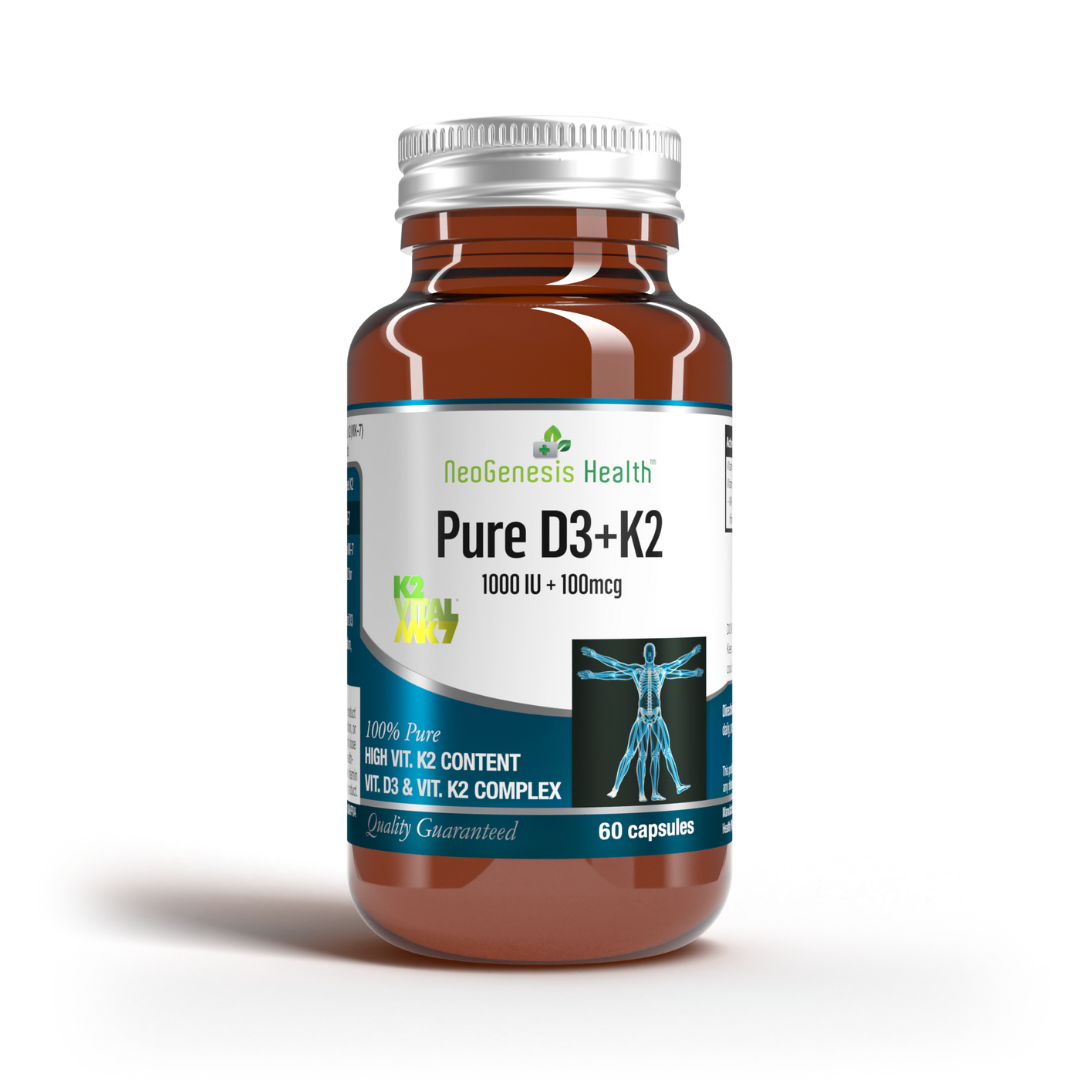Patented Pure Vitamin D3 (1000iu) and K2 (100mcg) All-Trans Isomer 60s