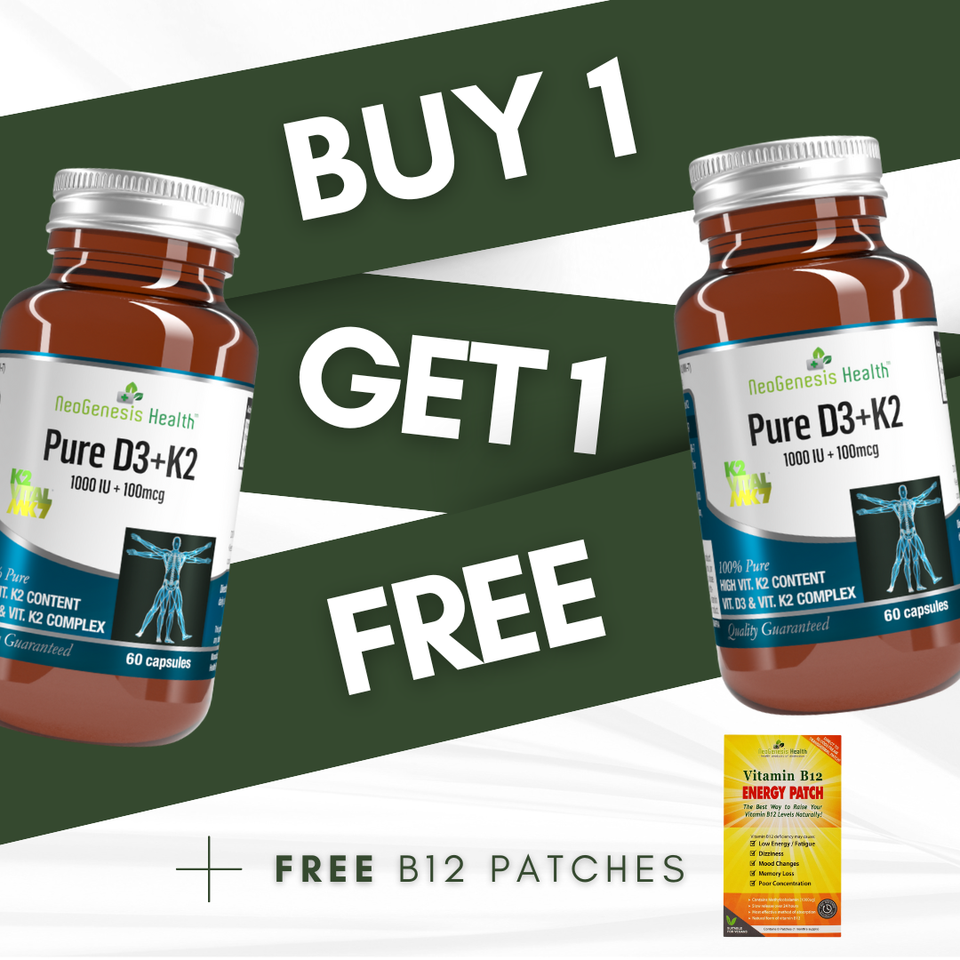 Patented Pure Vitamin D3 (1000iu) and K2 (100mcg) All-Trans Isomer 60s