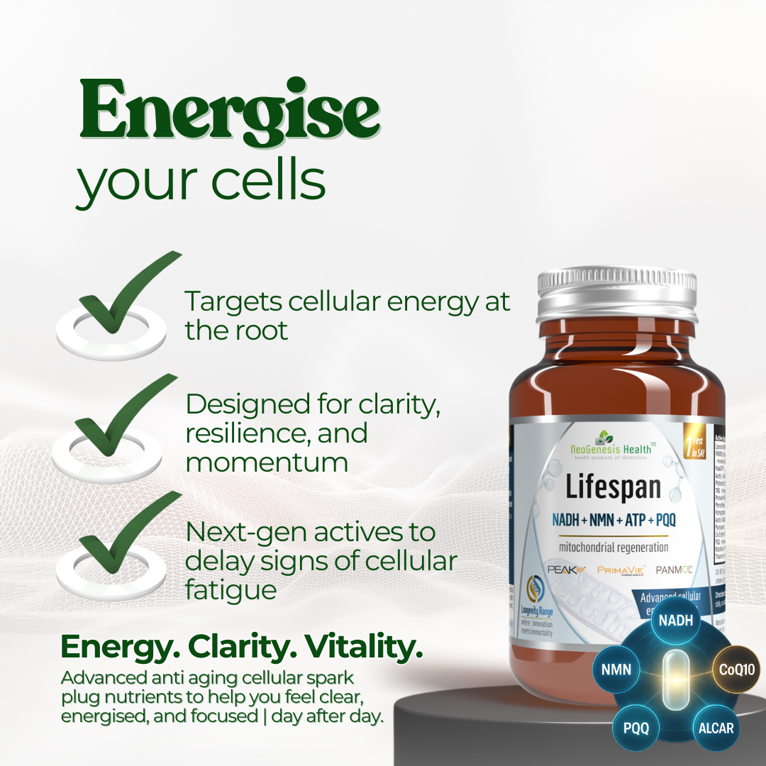 Lifespan|NMN + NADH + Co-Enzyme Q10 + Acetyl L-Carnitine + PQQ| 30 Capsules